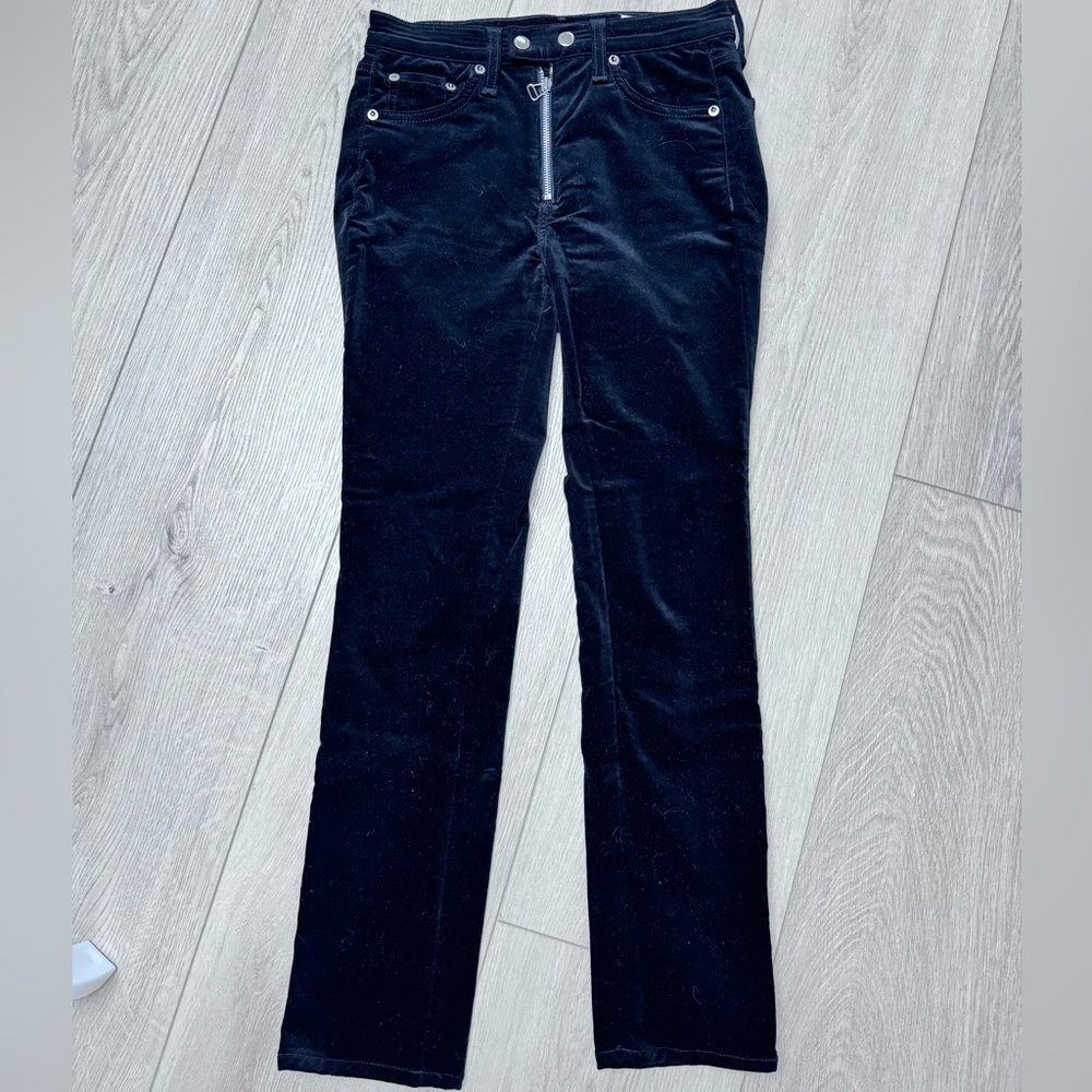 Rag & Bone black velvet / velour cropped pant with zipper detail size 25
